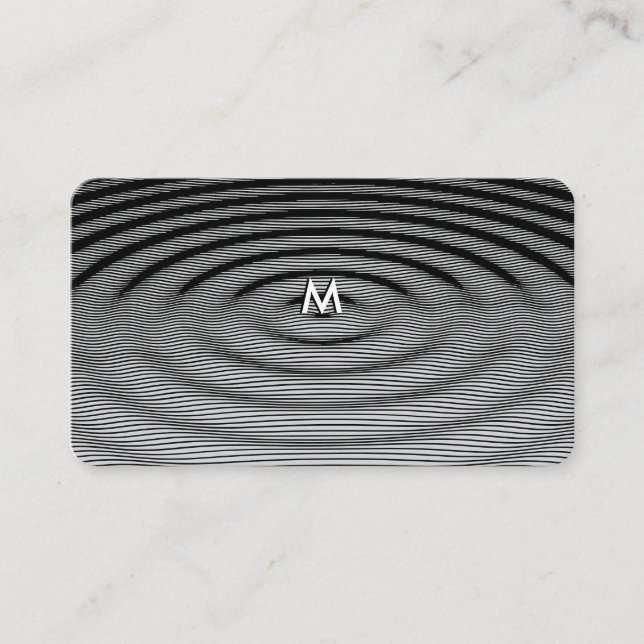 Minimalist Black & White Ripple Wave Pattern Business Card (Front)