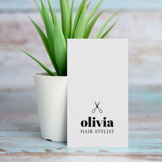 Minimalist Black White Scissors Bold Hairstylist Business Card (Creator Uploaded)
