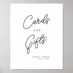 Minimalist Black White Script Cards And Gifts Sign