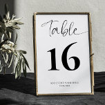 Minimalist Black & White Script Table Number<br><div class="desc">Finish off your private or business event decor with this elegant calligraphy table number sign. This simple black and white table numbers card features big number in the middle and elegant script font on the top, great to use for your company event, charity fundraiser, birthday dinner or wedding reception, this...</div>