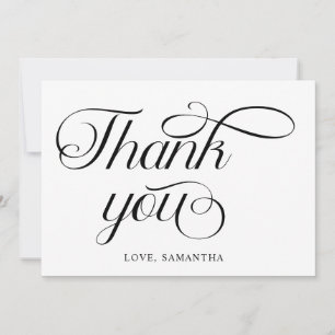 Minimalist Black White Script Thank You Card