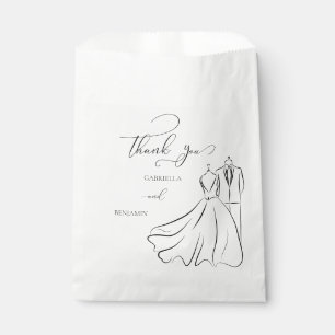 Minimalist Black White Script Thank You Wedding Favour Bags