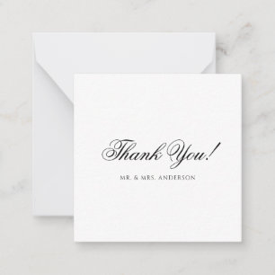 Minimalist Black & White Script Wedding Thank You Card