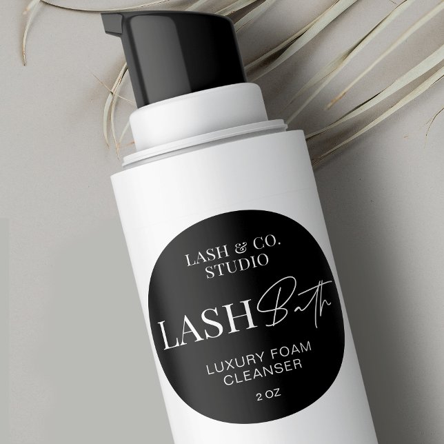 Minimalist Black & White Simple Lash Bath Cleanser Classic Round Sticker (Creator Uploaded)