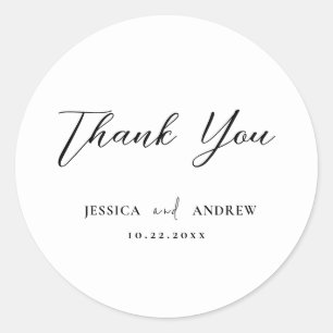 Minimalist Black & White Simple Wedding Classic Round Sticker