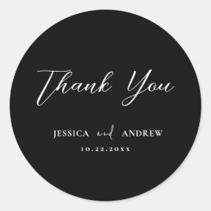 Minimalist Black & White Simple Wedding Classic Round Sticker