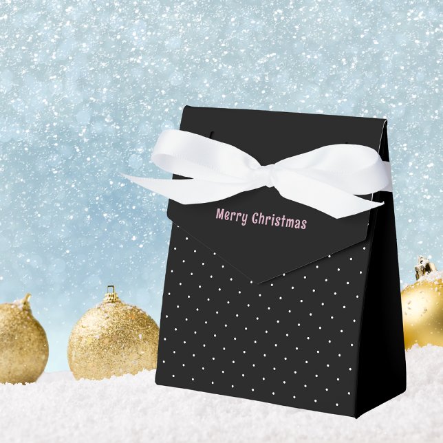 Minimalist Black & White Small Dot Merry Christmas Favour Box (Creator Uploaded)