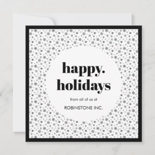 Minimalist Black & White Snowflake Business Happy Holiday Card