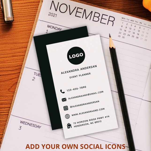 Minimalist Black White Social Media Website Logo Business Card (Minimalist Black White Social Media Website Logo Business Card)