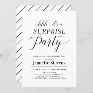 Minimalist Black &White Surprise Retirement Party Invitation