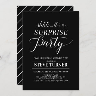 Minimalist Black &White Surprise Retirement Party Invitation