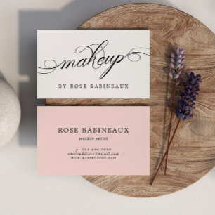 Minimalist Black & White Swirly Makeup Artist Business Card