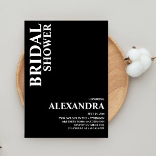Minimalist Black & White Text Based Bridal Shower Invitation
