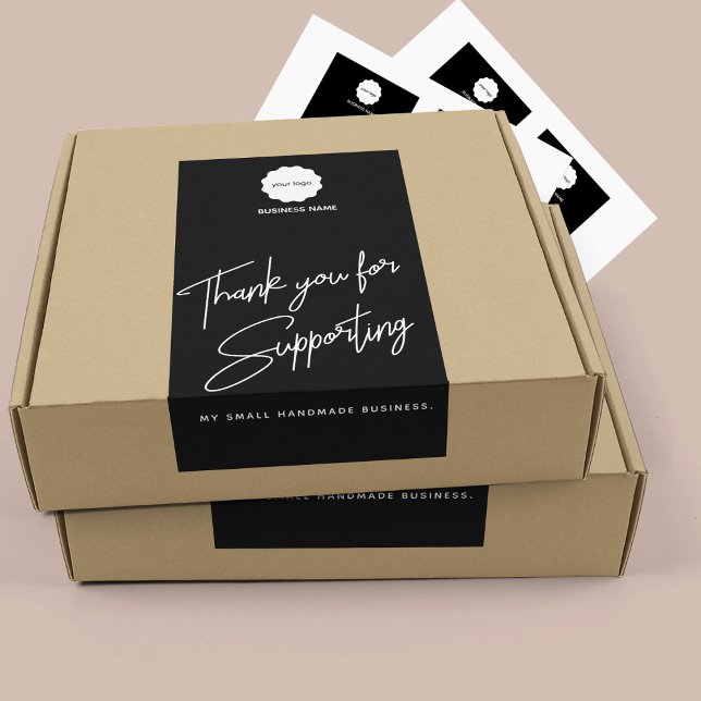 Minimalist Black & White Thank You Business Sticke Rectangular Sticker (Creator Uploaded)