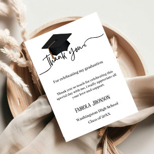minimalist black & white thank you graduation card