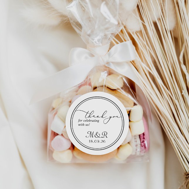 Minimalist Black White Thank You Sticker Favour (Creator Uploaded)