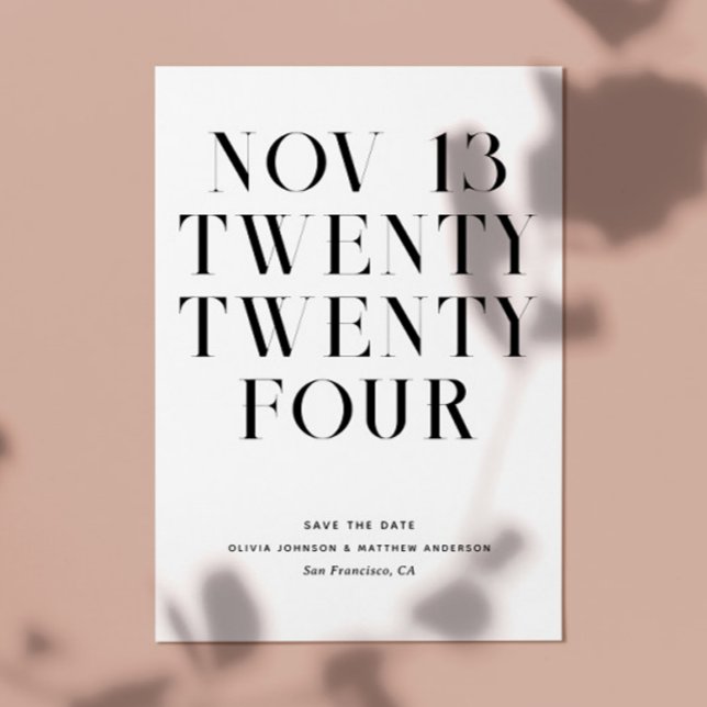 Minimalist Black & White Typography. Clean Wedding Save The Date (Creator Uploaded)