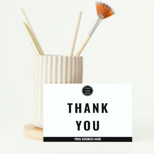 Minimalist Black White Typography Simple Thank You Card