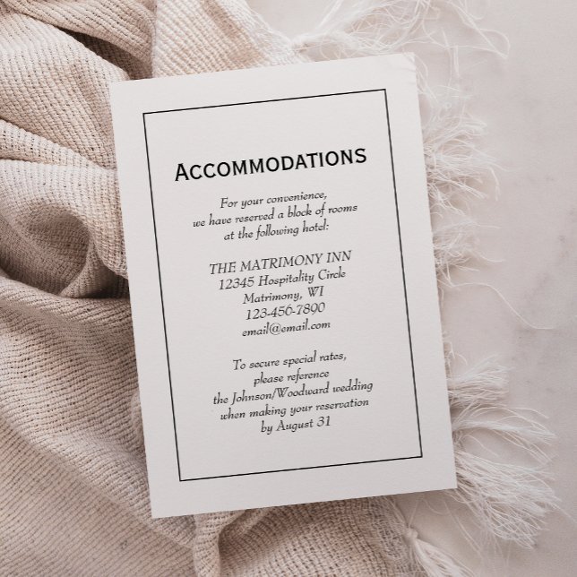 Minimalist Black White Wedding Accommodations Enclosure Card (Creator Uploaded)
