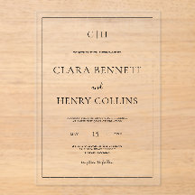 Minimalist Black White Wedding Acrylic Invitation