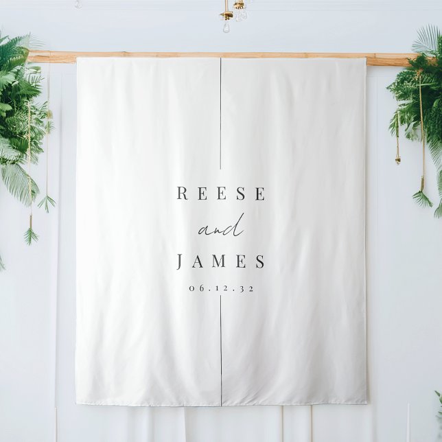 Minimalist Black & White Wedding Backdrop Tapestry (Creator Uploaded)