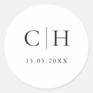 Minimalist Black & White Wedding Classic Round Sticker