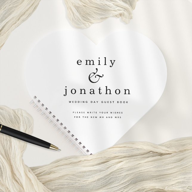 Minimalist Black White Wedding Heart Guest Book (Creator Uploaded)