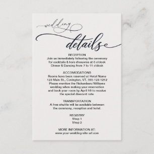 Minimalist Black White Wedding Information Enclosure Card