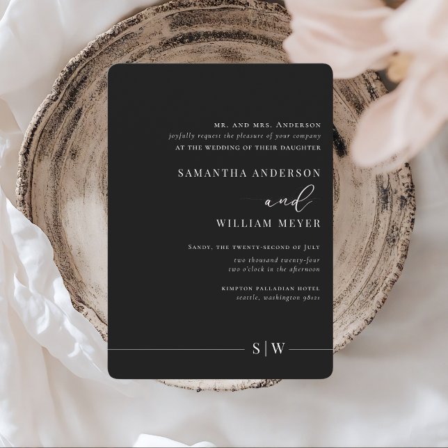 Minimalist Black & White Wedding  Invitation (Creator Uploaded)