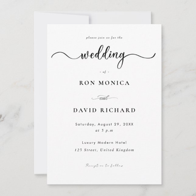 Minimalist Black & White Wedding Invitation (Front)