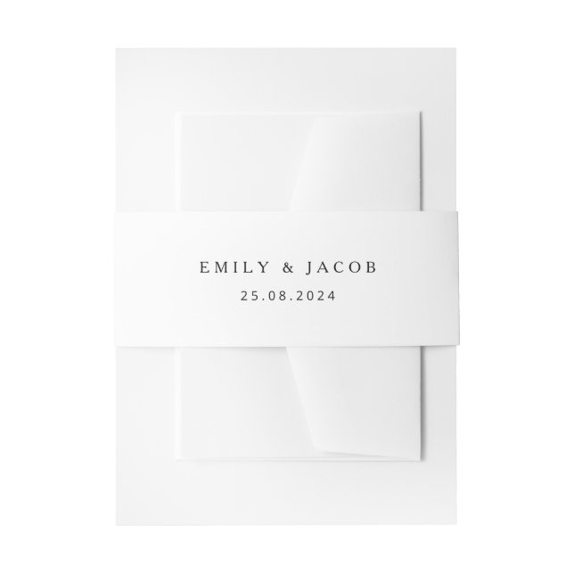Minimalist Black & White Wedding Invitation Belly Band (Front Example)