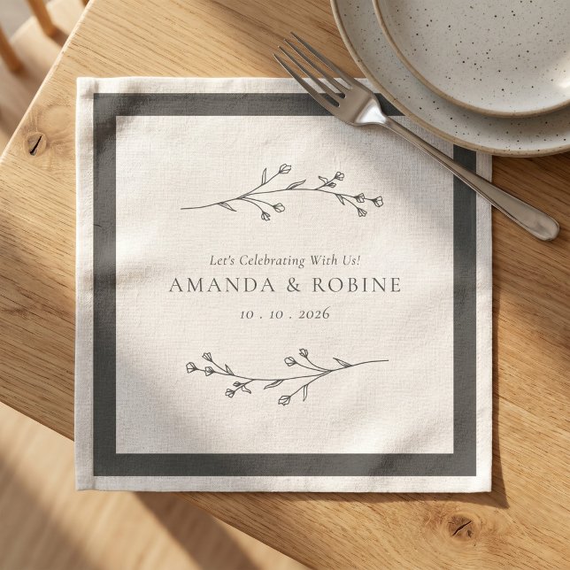 Minimalist Black & White Wedding Napkin (Creator Uploaded)