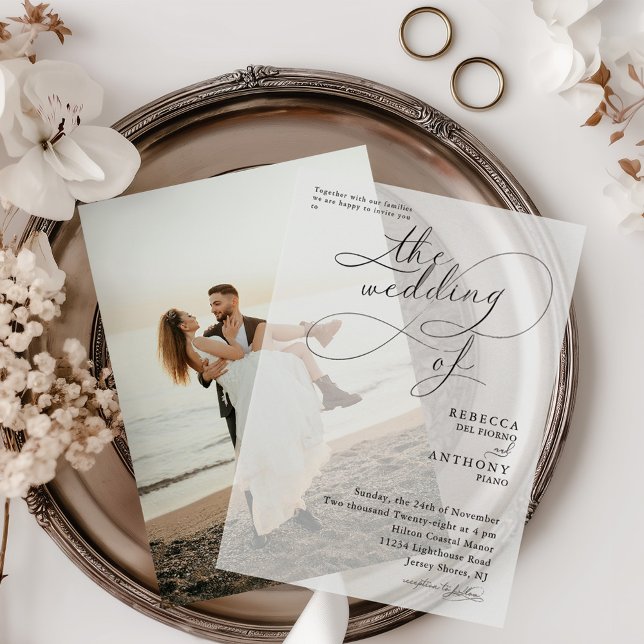 Minimalist Black & White Wedding Of Overlay Vellum Invitations (Creator Uploaded)