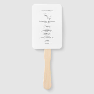 Minimalist Black White Wedding Program Fan