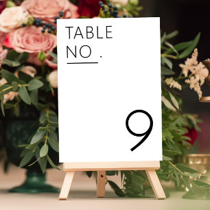 Minimalist Black White Wedding Reception Event Table Number