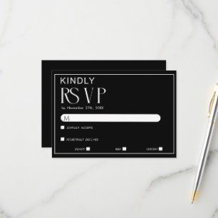 Minimalist Black & White Wedding RSVP Card
