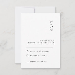Minimalist Black White Wedding RSVP card