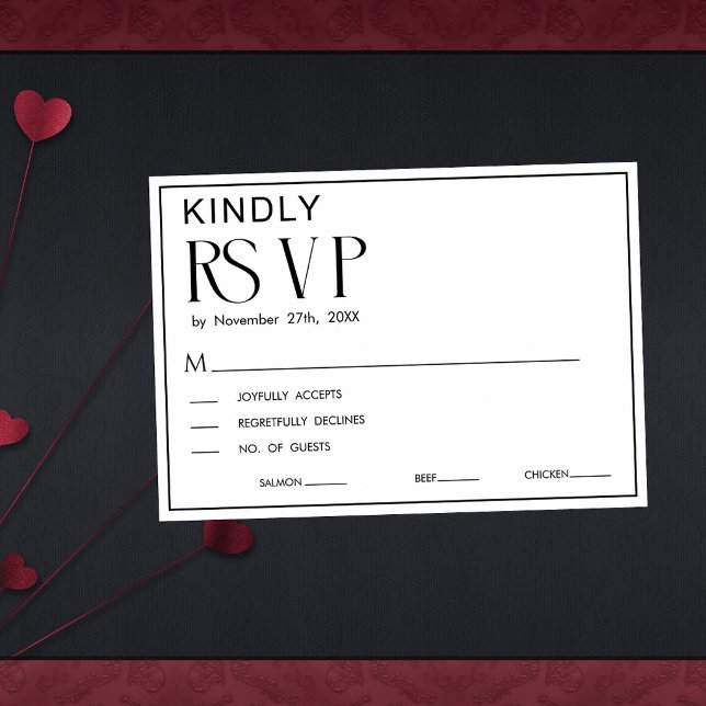 Minimalist Black & White Wedding RSVP Card (Creator Uploaded)