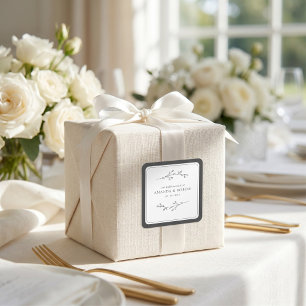 Minimalist Black & White Wedding Square Sticker