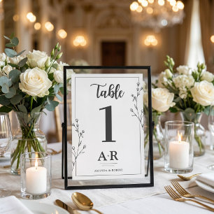 Minimalist Black & White Wedding Table Number