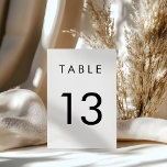 Minimalist Black & White Wedding  Table Number<br><div class="desc">Guide your guests with ease and style using this minimalist black and white wedding table number card. Featuring a clean modern font and simple layout, this design complements any wedding theme — from modern and elegant to rustic chic or black-tie. Perfect for displaying at your reception tables, this versatile table...</div>