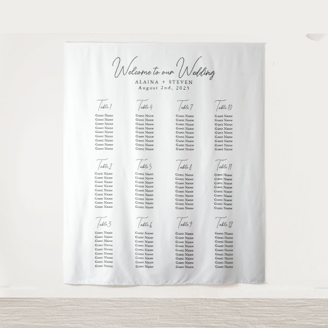 Minimalist Black White Wedding Tapestry Decor (Front)