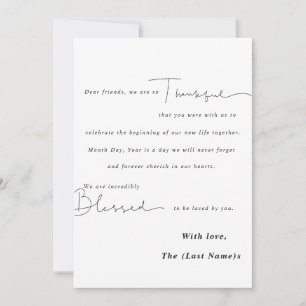 Minimalist Black & White Wedding Thank You Card