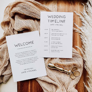 Minimalist Black & White Wedding Timeline Card