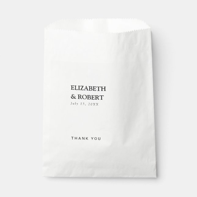 Minimalist Black & White Wedding Traditional Chic Favour Bags (Front)