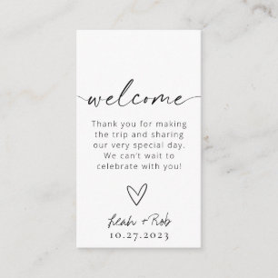 Minimalist Black & White Wedding Welcome Bag Tags Enclosure Card