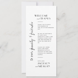 Minimalist Black-White Welcome & Thank You Place Card
