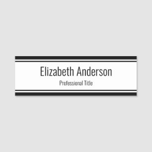 Minimalist Black & White with Professional Title Name Tag