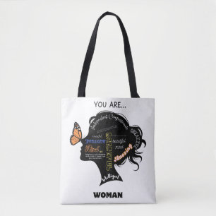 Minimalist Black & White Woman Silhouette Tote Bag