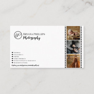 Minimalist Black & White Your Logo Photography Business Card